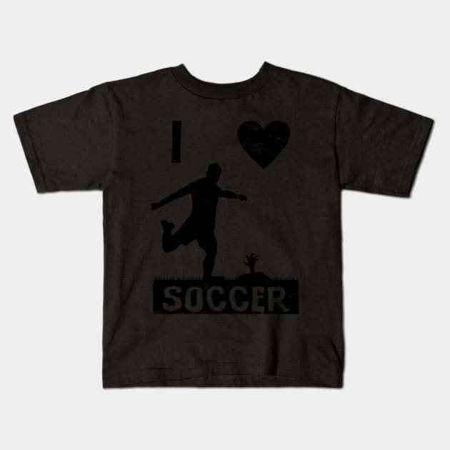 I Love Soccer soccer player Kids T-Shirt by Lomitasu